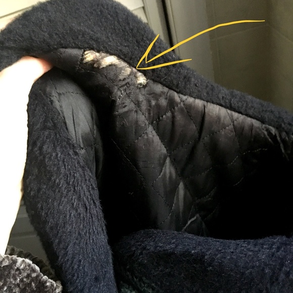 {Vintage} Dark Teal Fuzzy Collar Pea Coat, M/L - Picture 6 of 8